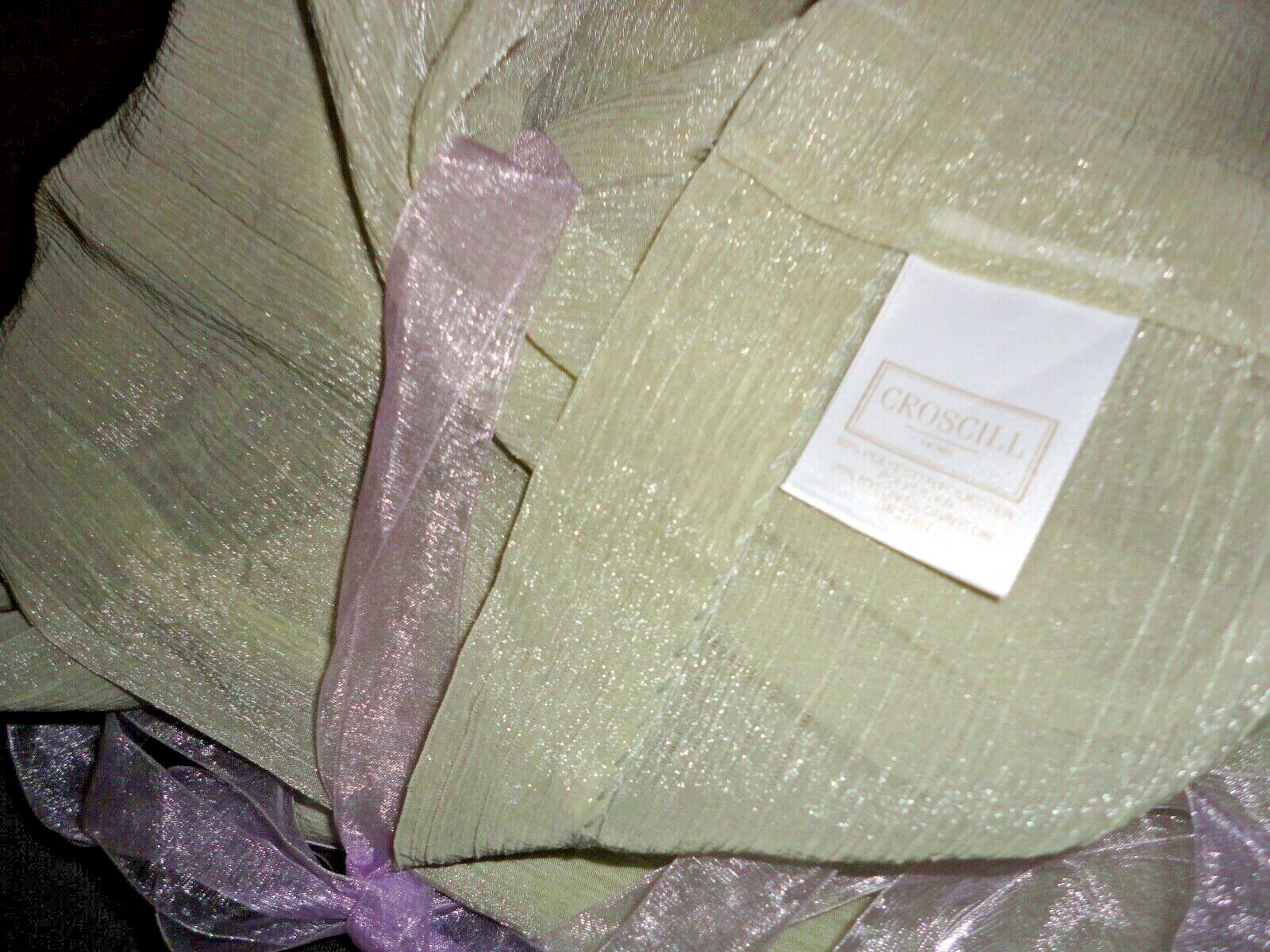 CROSCILL RICE PAPER SHIMMER GREEN (2) SHORT SEMI SHEER PANELS 44 X 65