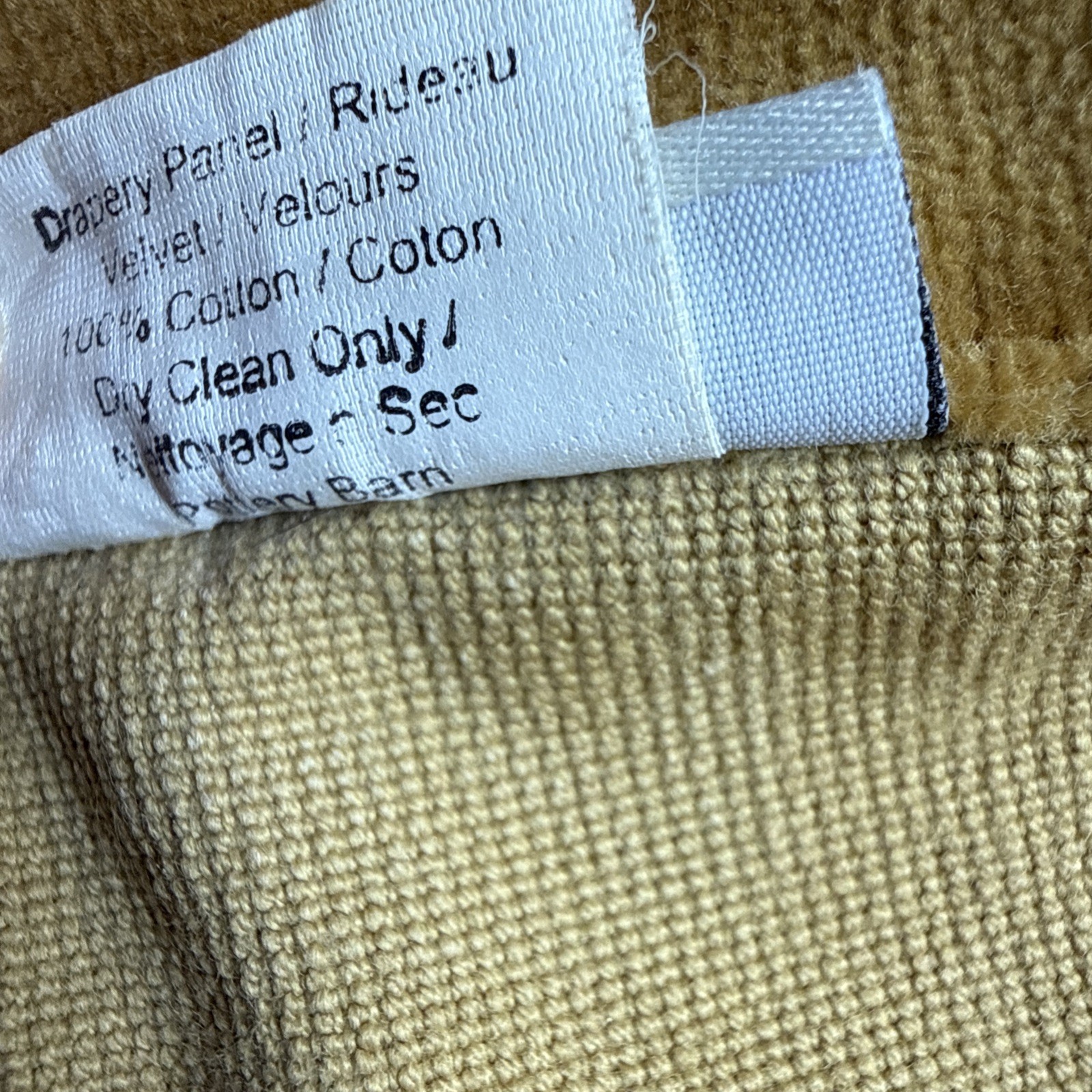 Pottery Barn Cotton Velvet Velours Curtain Panels Mustard Gold ( 2) 50×92” Used