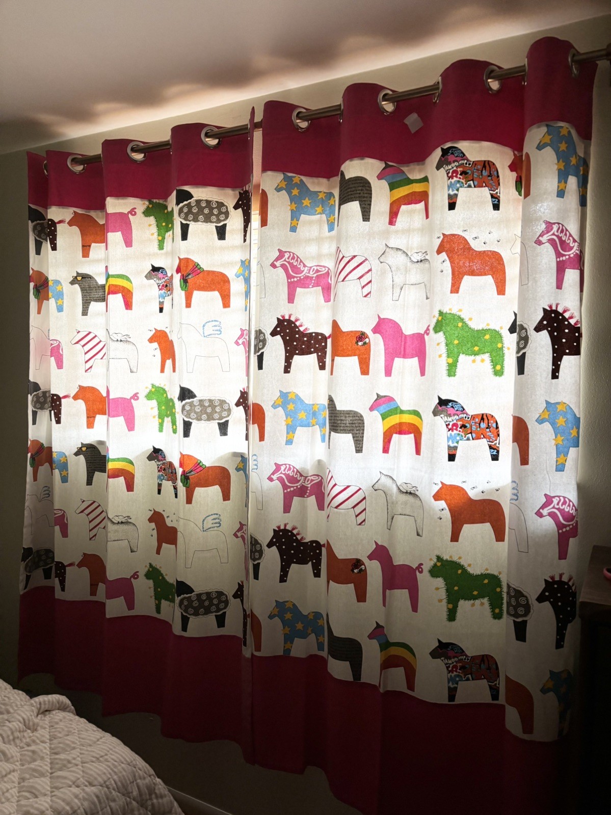 IKEA Dala Horse curtain panels Vintage with Rainbow Pride Dala Horse grommets