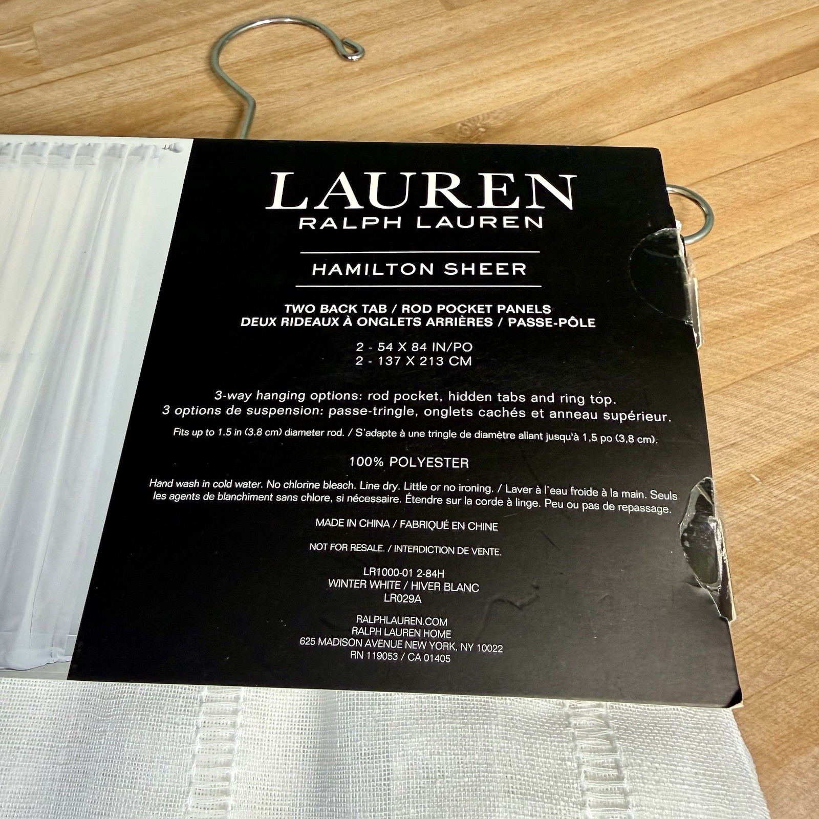 NEW Ralph Lauren 54”x84” White Hamilton Sheer 2 CURTAIN Panels Woven Stripes NWT