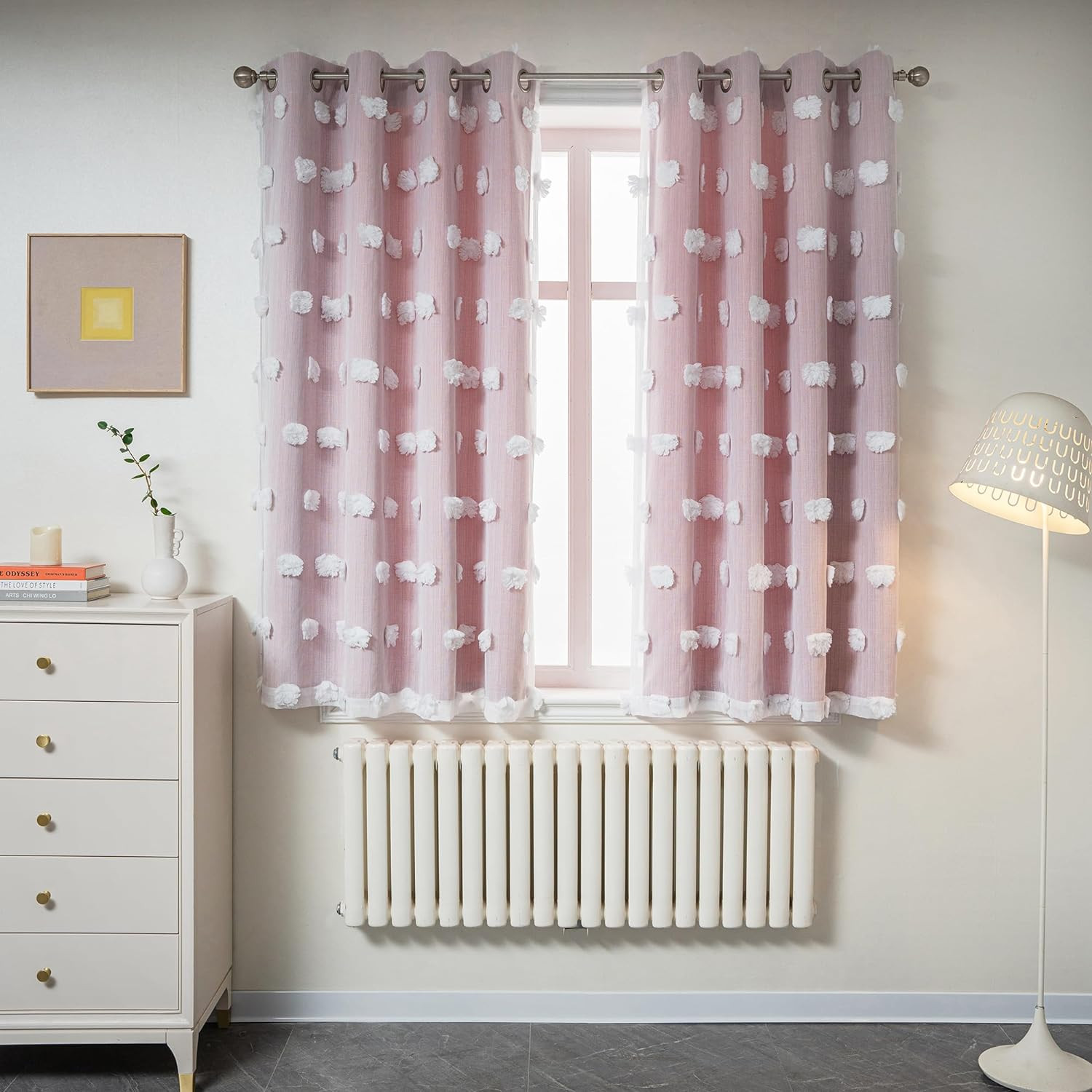 Cortinas rosas para dormitorio de niñas, cortinas infantiles de 54 pulgadas de l