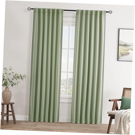 Curtains Blackout 84 Inches Long 2 Panels 40″W x 84″L (Pack of 2) Sage Green