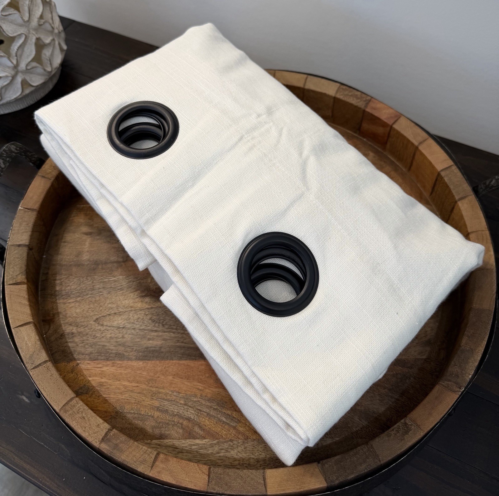 Pottery Barn Emery Linen Antique Bronze Grommet Curtain Panel, 50x 84 IVORY NEW