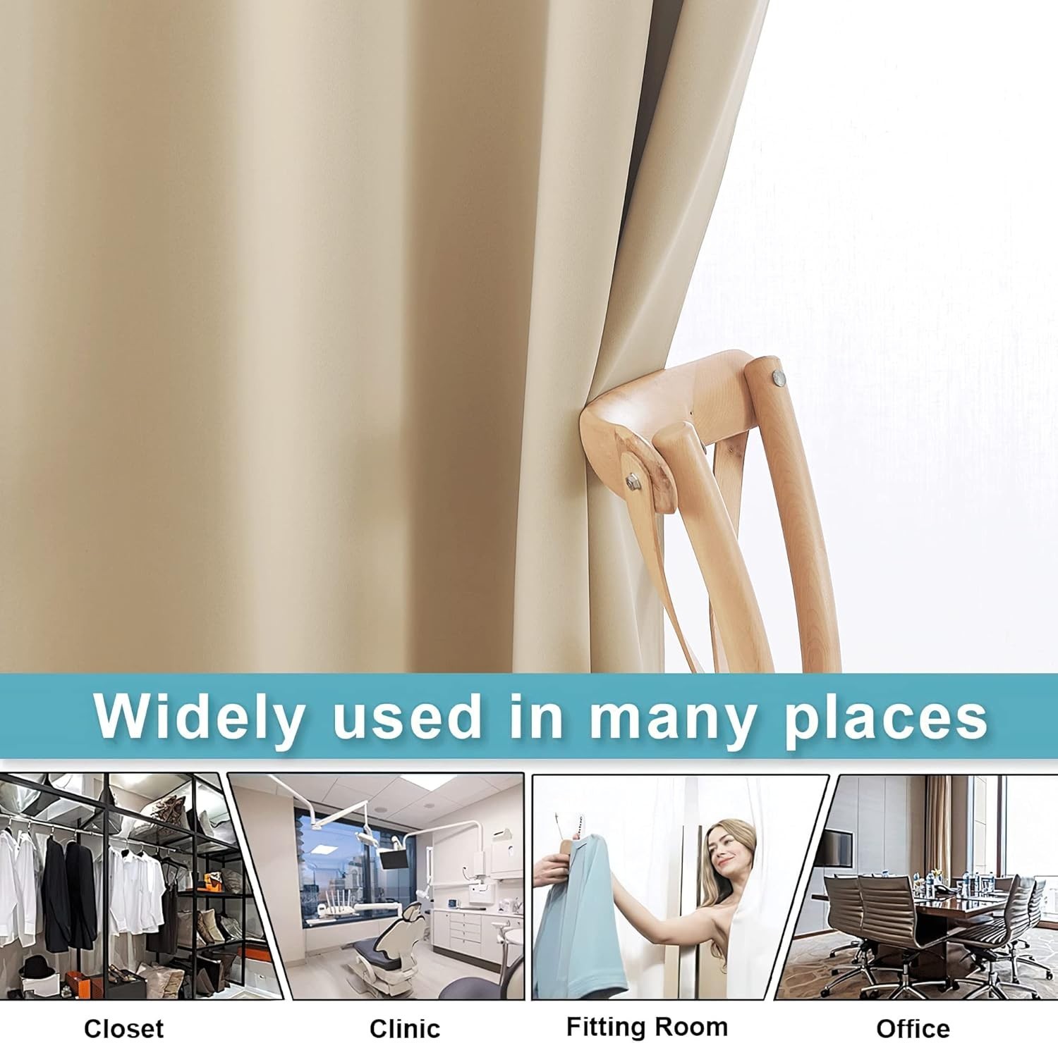 Soundproof Beige Blackout Curtain, 7ft x 8.3ft, 1 Pack