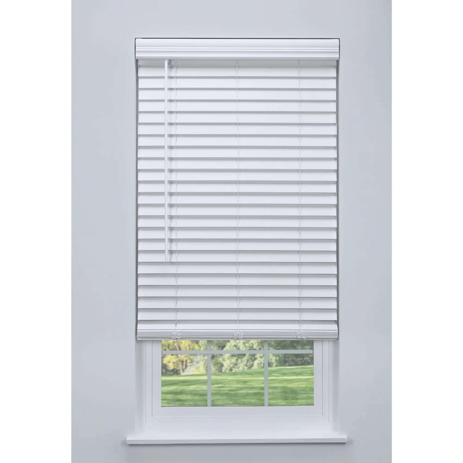 Linen Avenue Customizable Cordless Faux Wood Blind White 30 to 35 W x 40 H, F…