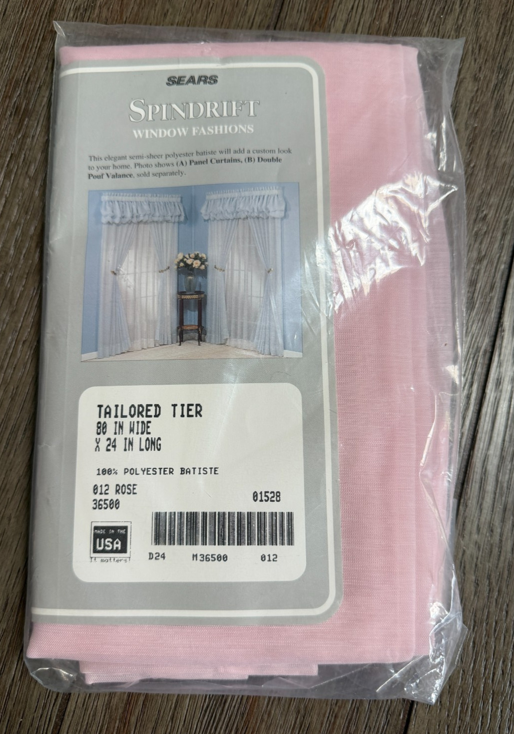 NOS Vintage Sears Spindrift Rose Pink Tailored Tier 80W x 24L