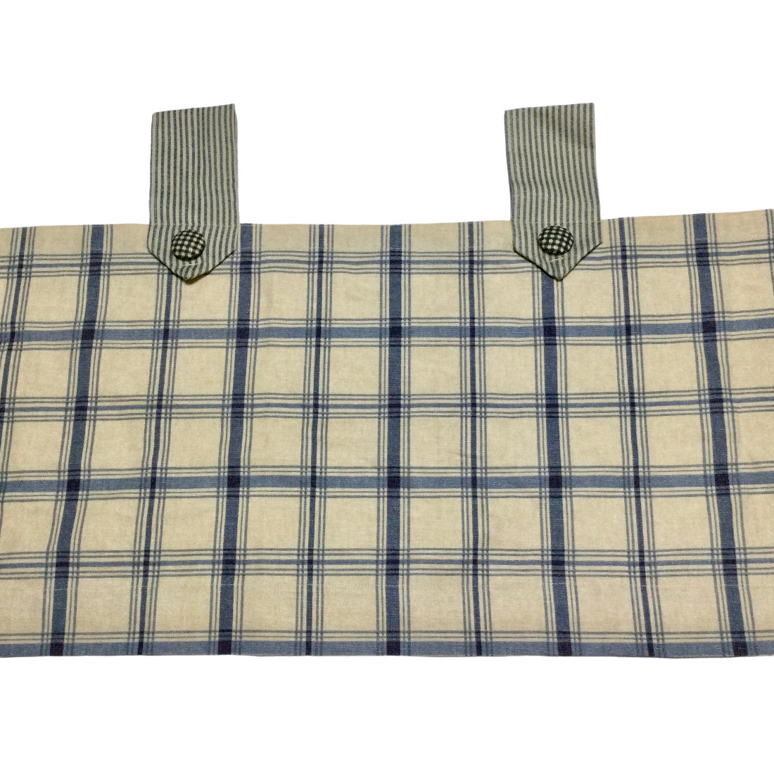 Vintage 90s Waverly Tab Plaid Valance Curtain Blue Beige 78x14in 2 Available