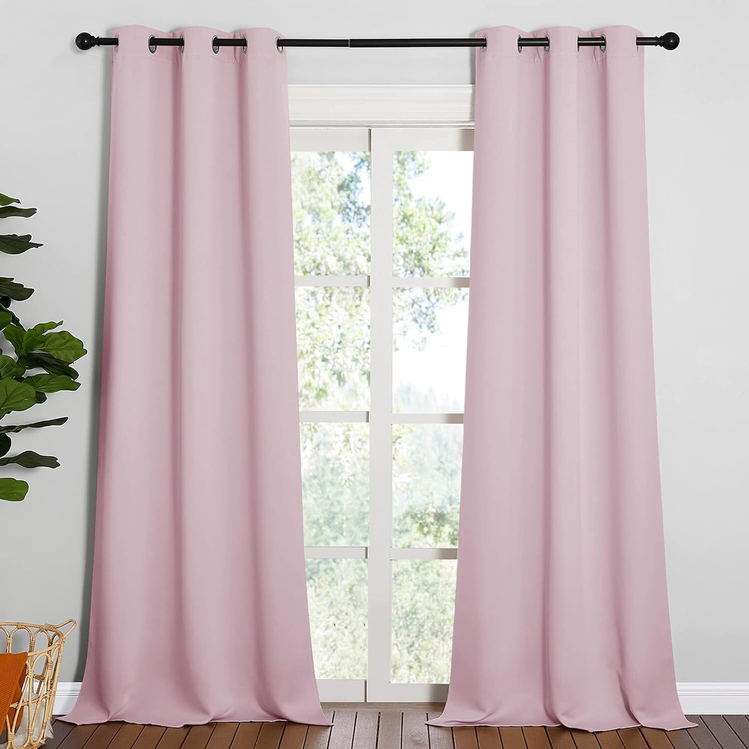 2 PCS Baby Pink 90″L x 42″W Solid Grommet Darkening Curtains For Bedroom