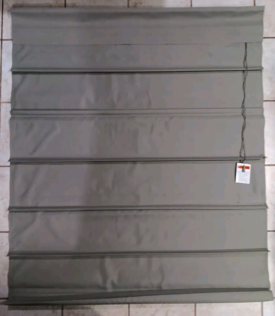 New 47 x 64 in Rica Fabric Roman Shade Gray & Hardware RN93677 CRCB008 JCP 47×64
