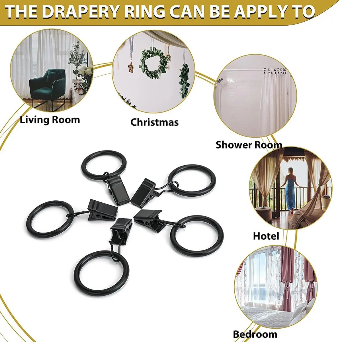 10-50Pcs Metal Curtain Rod Clip Drapery Rings Hooks Retro Bathroom Decorative Ha