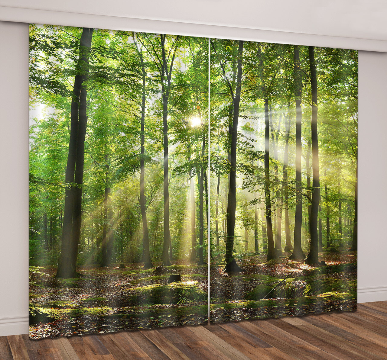 3D Summer Sunshine Green Forest Blockout Photo Curtain Print Curtains Drapes