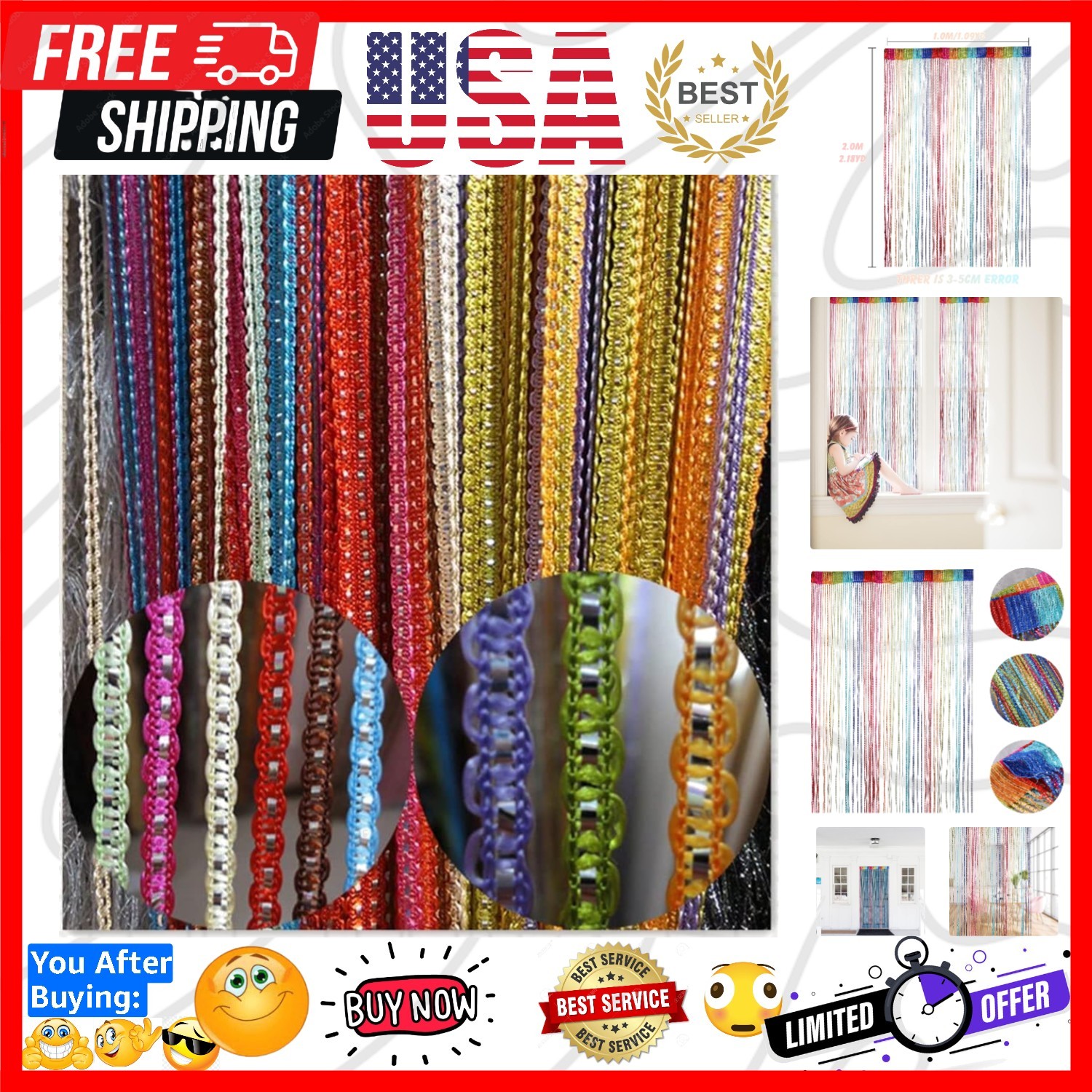 Door String Curtain, Wall Panel Fringe Window Room Divider Blind, Home Patio …