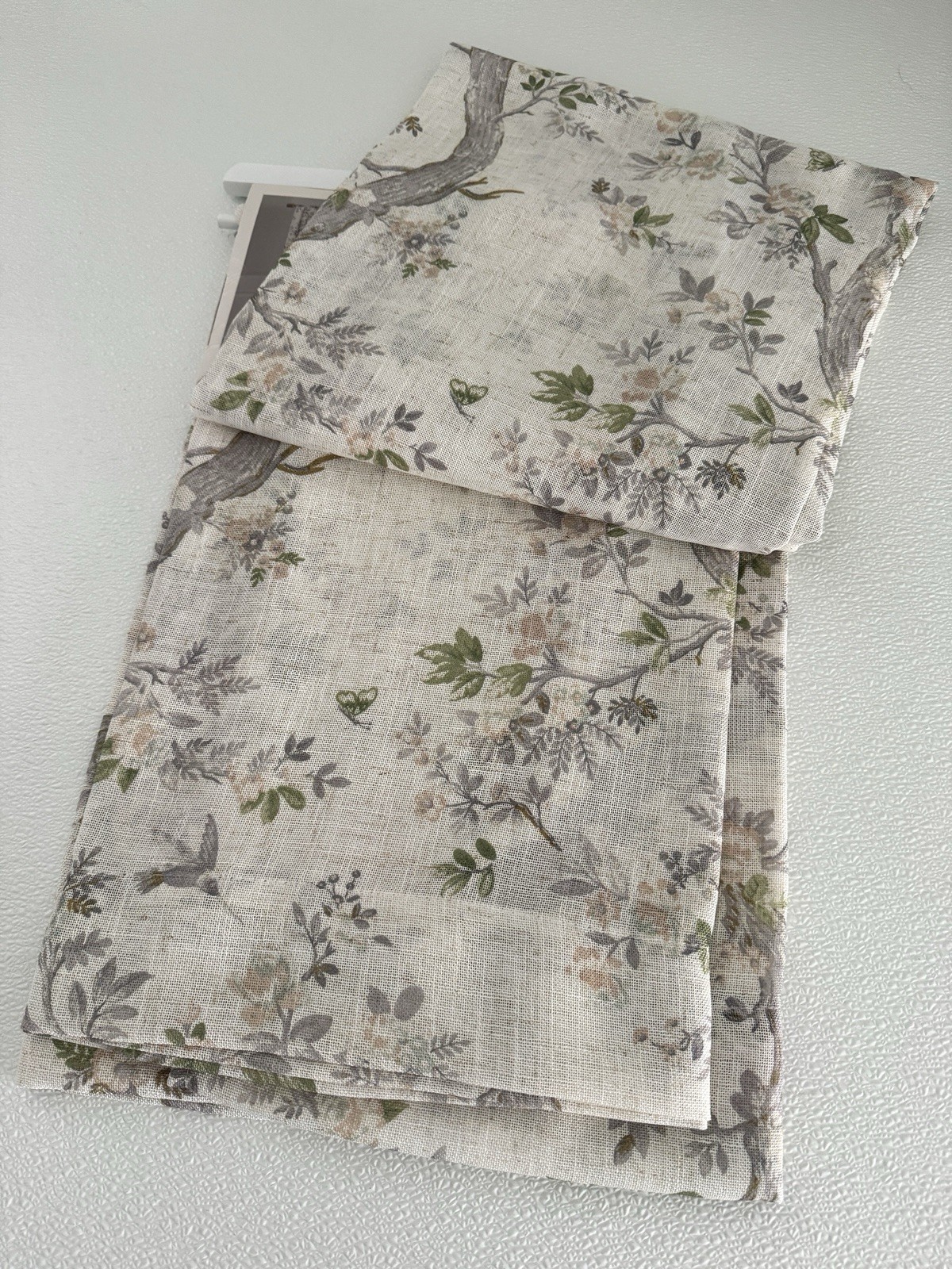 Laura Ashley Window Curtains 2 Panels 38 x 84″ Linen Khaki Gray Cream Pole Top