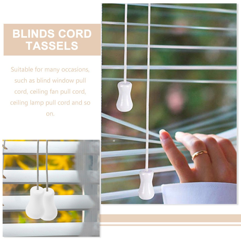 16 Pcs Window Blind Pull Cord Knobs Wood Cord Tassels Hanging Pulls For Curtain