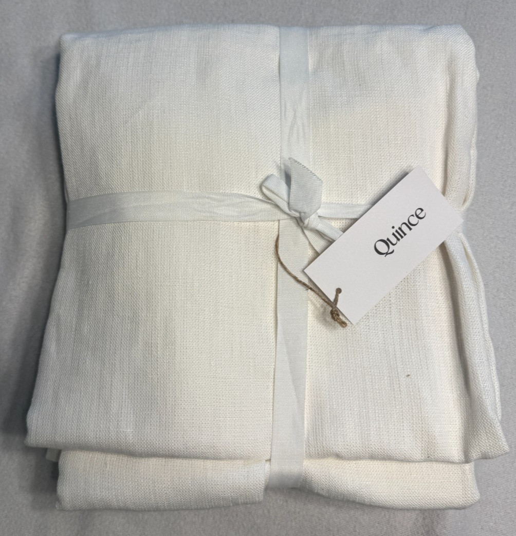 QUINCE Heavyweight European Linen Curtain Panel White 48×96 New