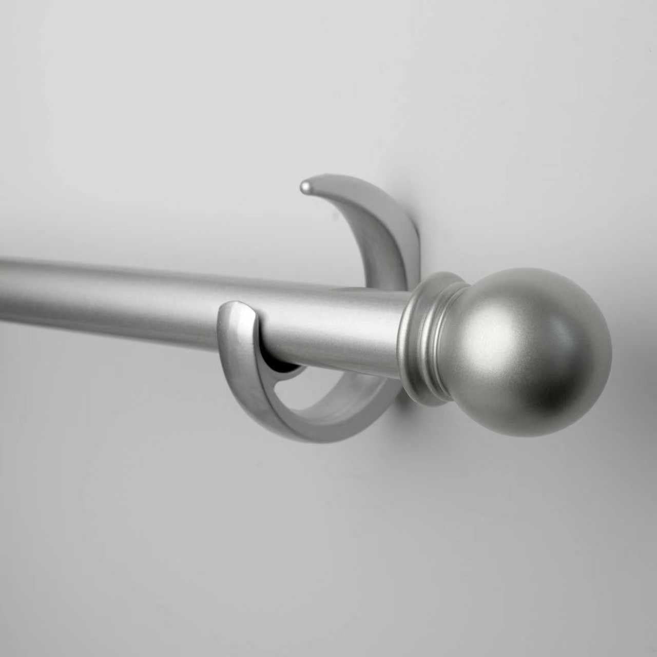16 To 48 Inch Adjustable Curtain Rod 1 Inch Diameter Aluminum Finials Silver