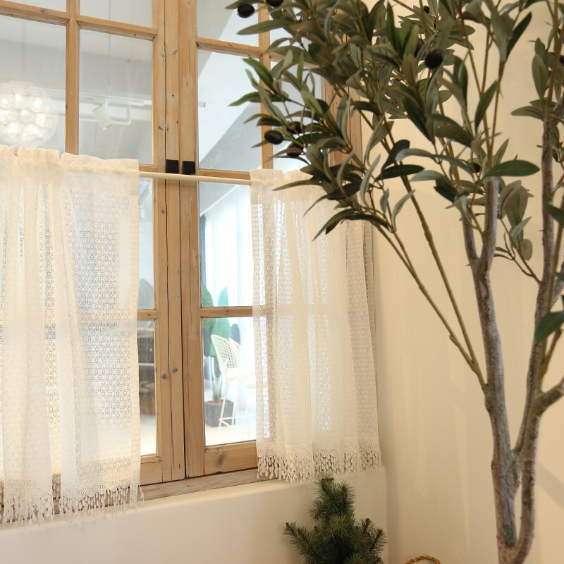 1pc Sheer White Lace Short Half Curtain Cafe Small Window Valance Drape Kitchen