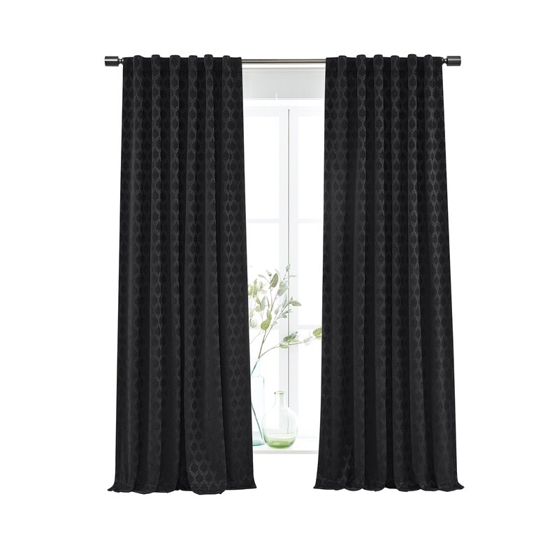 Jacquard Velvet Blackout Curtain Panel Single Rod Pocket Back Tab 50W x 84L New