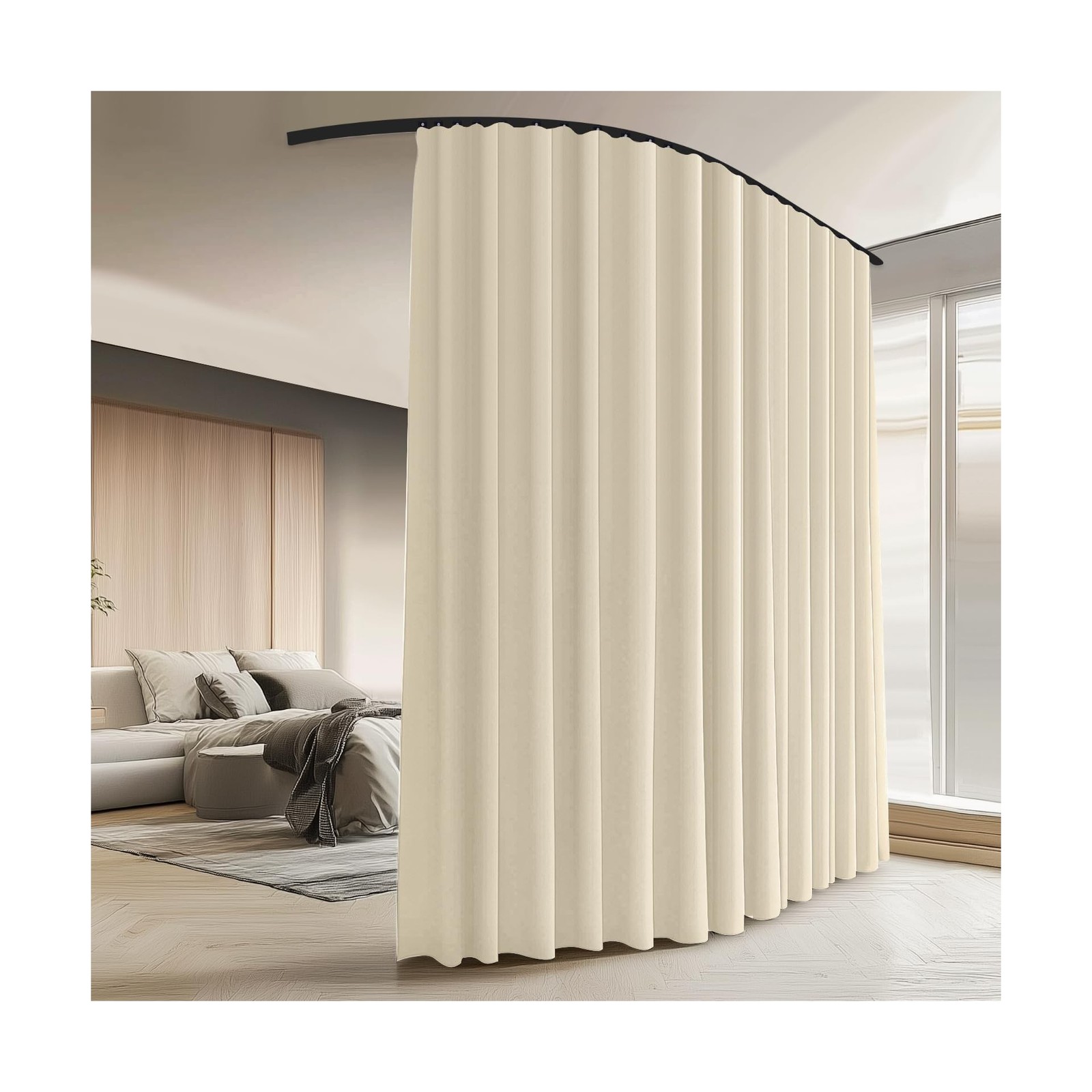 Room Divider Curtains with Ceiling Curtain Track Set Window Cur… USA FAST SHIP