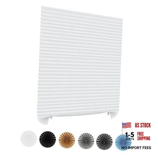 Window Blinds Cordless No Drill Cut to Size Clip On 35″W x 59″H White – 1 Pack
