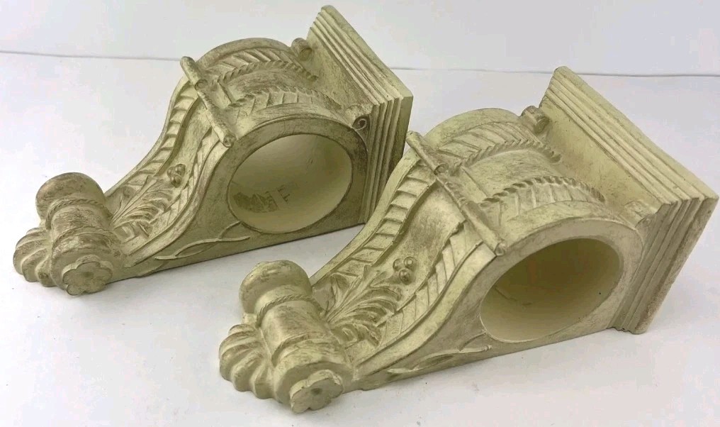 Wall Drapery Sconce Corbels Curtain Rod Swag Holders Brushed Set of 2 (T28)