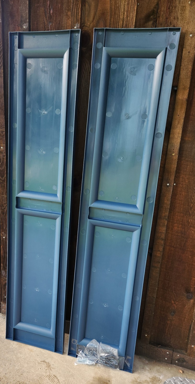 Raised Panel «Indigo Blue» Vinyl Shutters – One Pair – G022