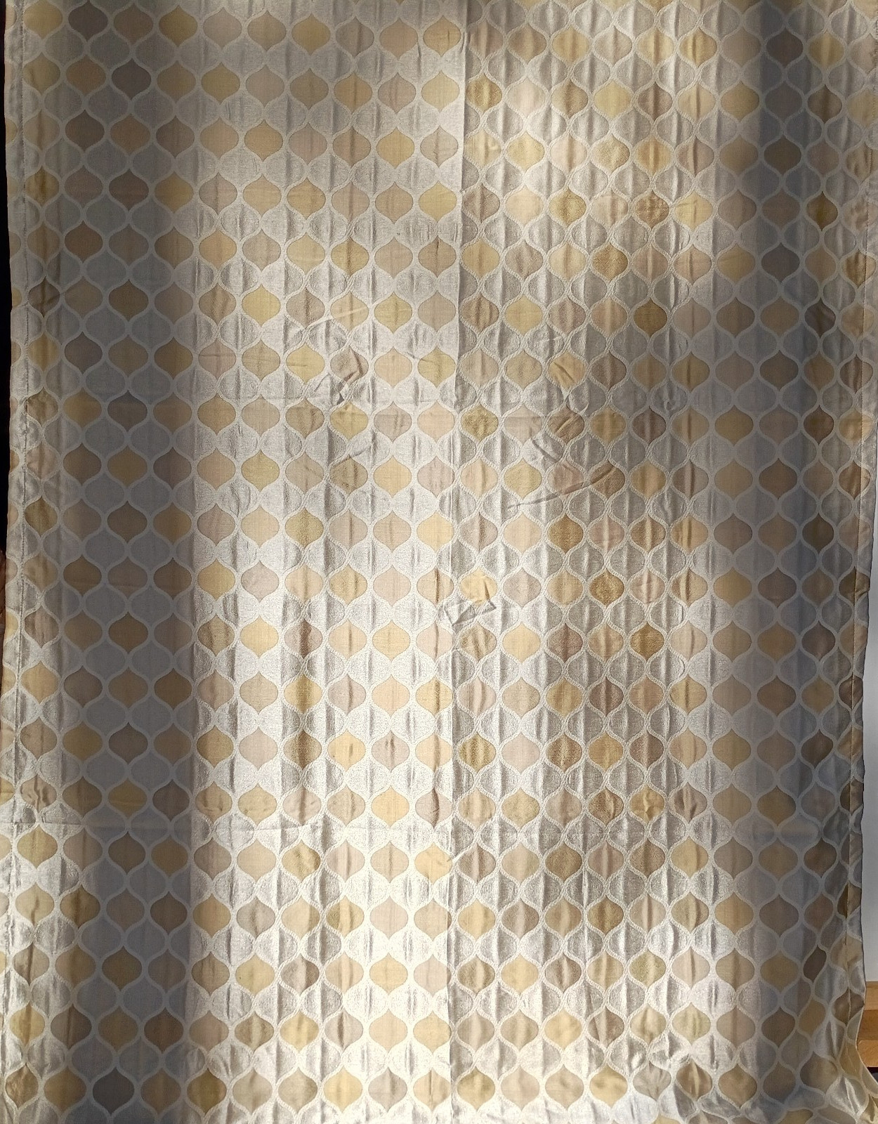 RICHLOOM Riga Curtains 51 x 96 Gold Silver Geometric Art Deco Hollywood Regency