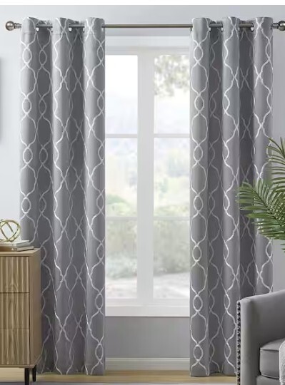 Alona Lattice Dark G 38 in. W x 84 in. L Grommet Blackout Curtain {Single Panel}