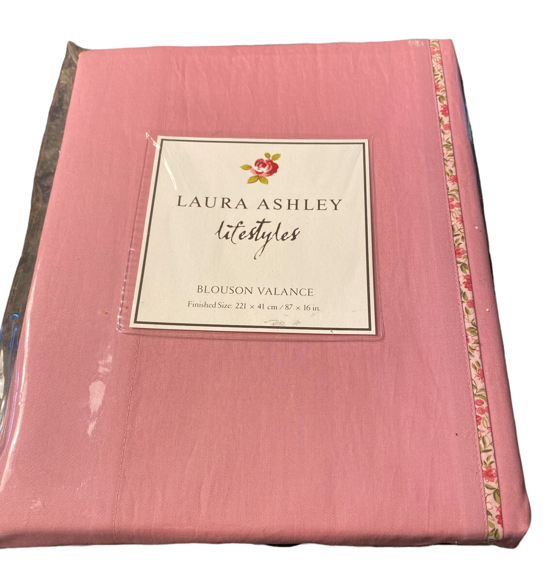 NEW Laura Ashley Lifestyles Peony Pink Blouson Valance 87”x 16” 100% Cotton