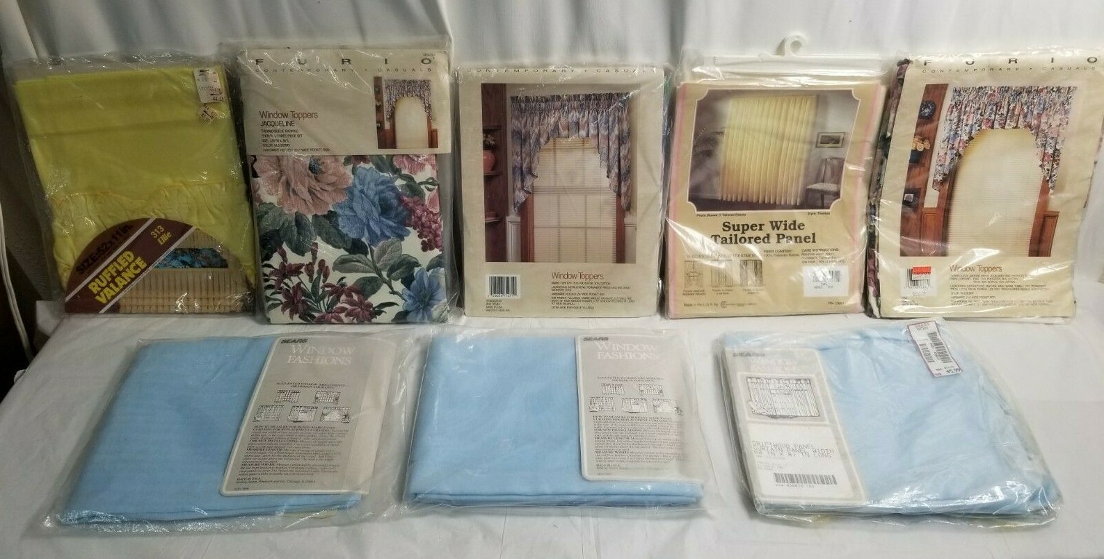 NIP Vintage WINDOW DRESSINGS Junk Drawer Lot TOPPERS, FASHIONS, VALANCE jd#12