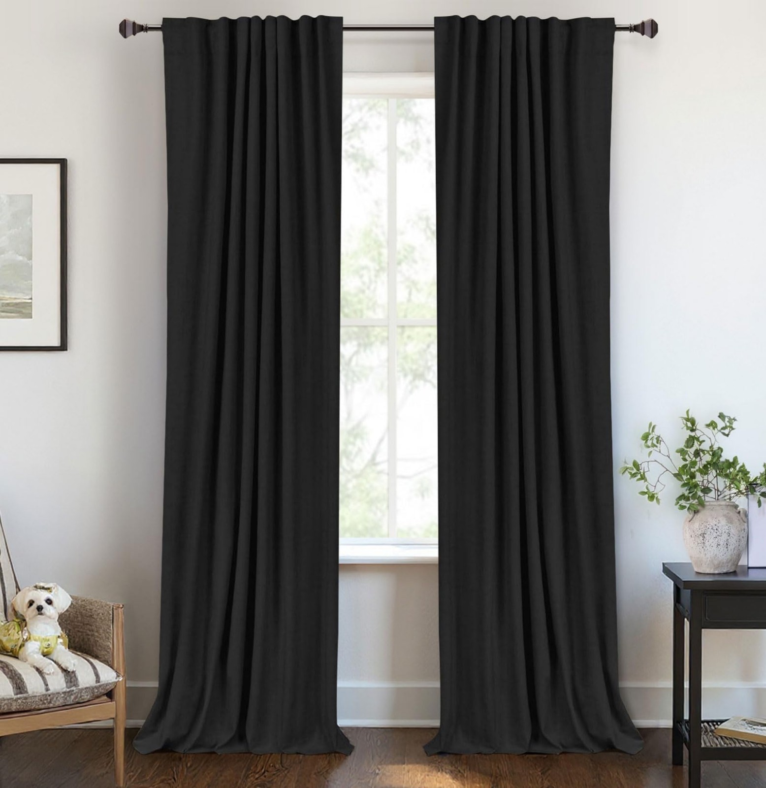 Thermal Insulated Blackout Curtains 102” Long, 2 Panels Set, Back Tab/Rod Pocket