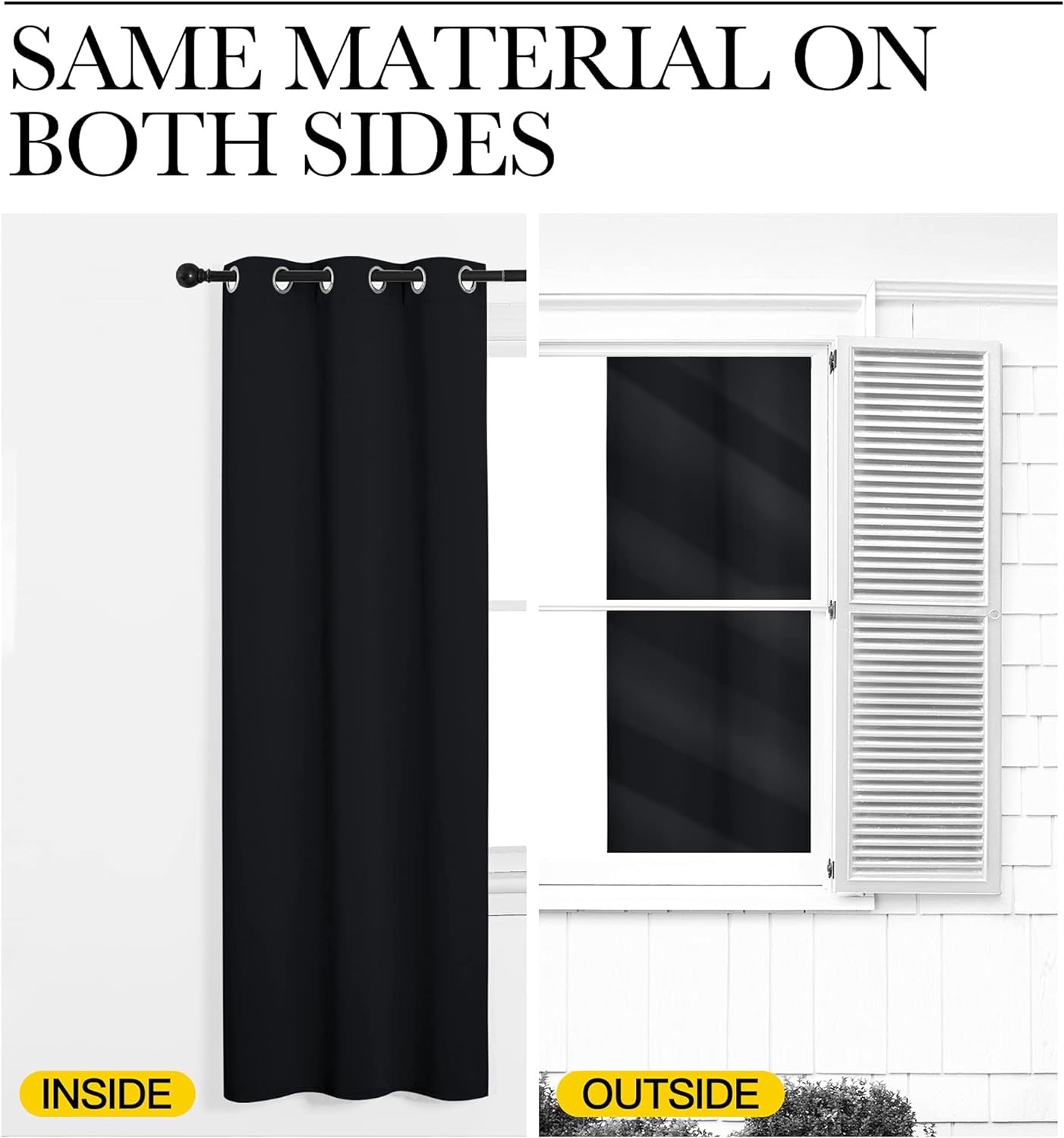 NICETOWN Pitch Black Solid Thermal Insulated Grommet Blackout Curtains/Drapes fo