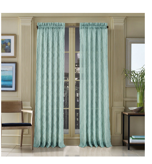 J Queen New York Gemstone Ogee Sheer 50″ x 63″ Rod Pocket Curtain Panel Seafoam