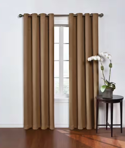 Eclipse Round and Round Latte Geometric 52 in. W x 95 in. L Blackout Curtain