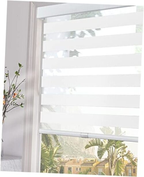 White Cordless Zebra Blinds (24″ x 72″ H) with 24″ x 72″ H