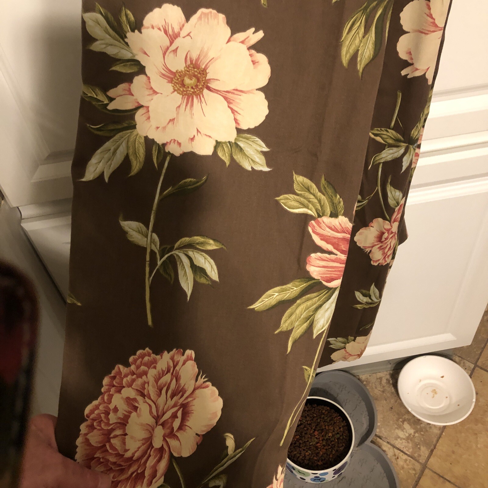 1 Pair Waverly Williamsburg Ashton Peony Chocolate Vintage Panel Pair 42×84 HTF