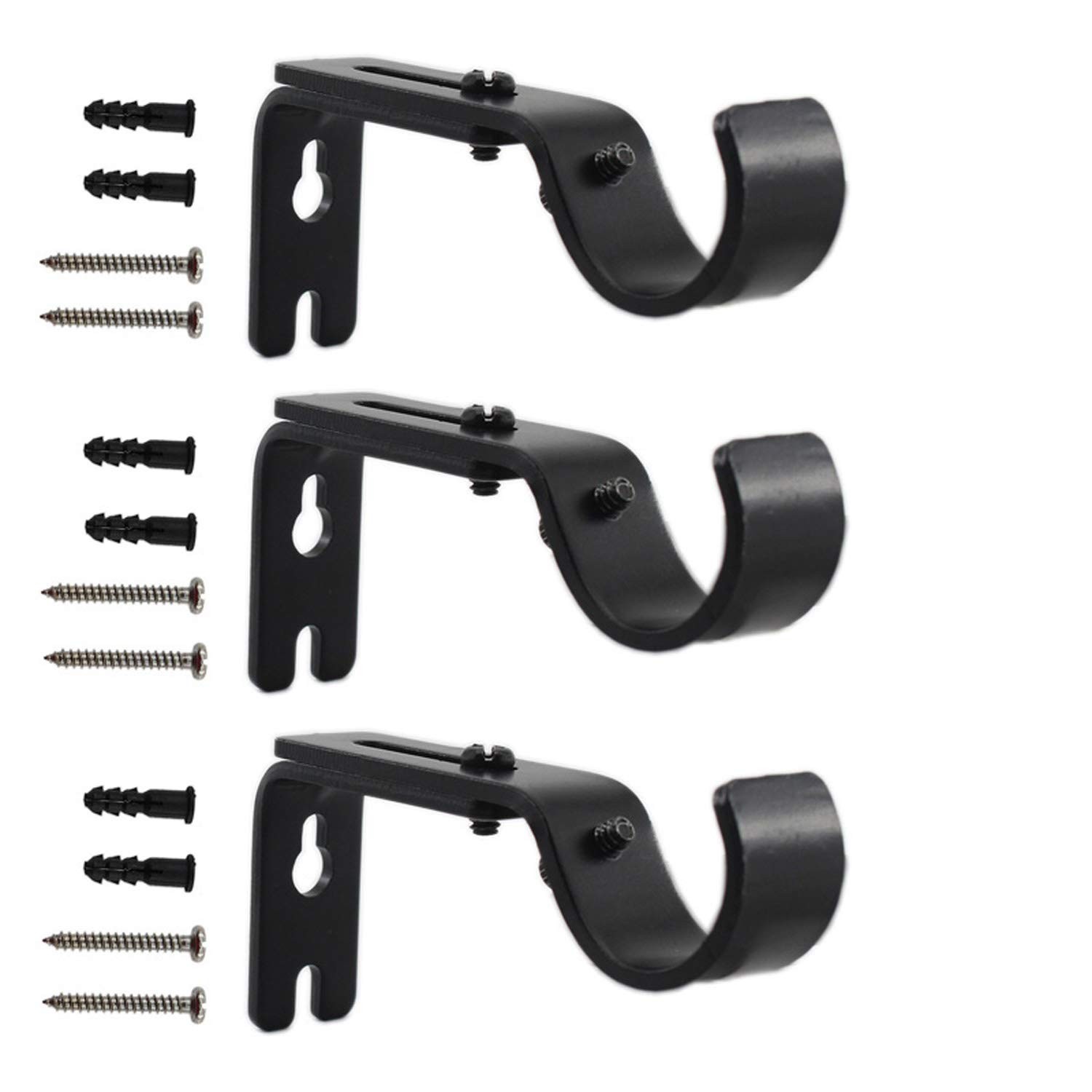 ULIFESTAR 3 Pack Adjustable Curtain Rod Brackets Black