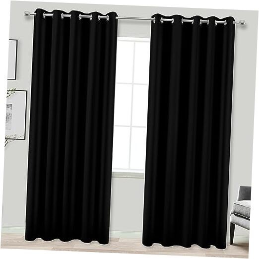 out Curtains 72 Inch Extra Wide for Bedroom 72″W x 84″L (Pack of 2) Black