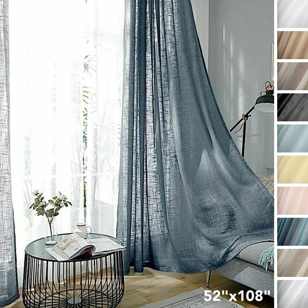 52×108-Inch FAUX LINEN CURTAINS Chrome Grommets Home Decorations Party Supplies