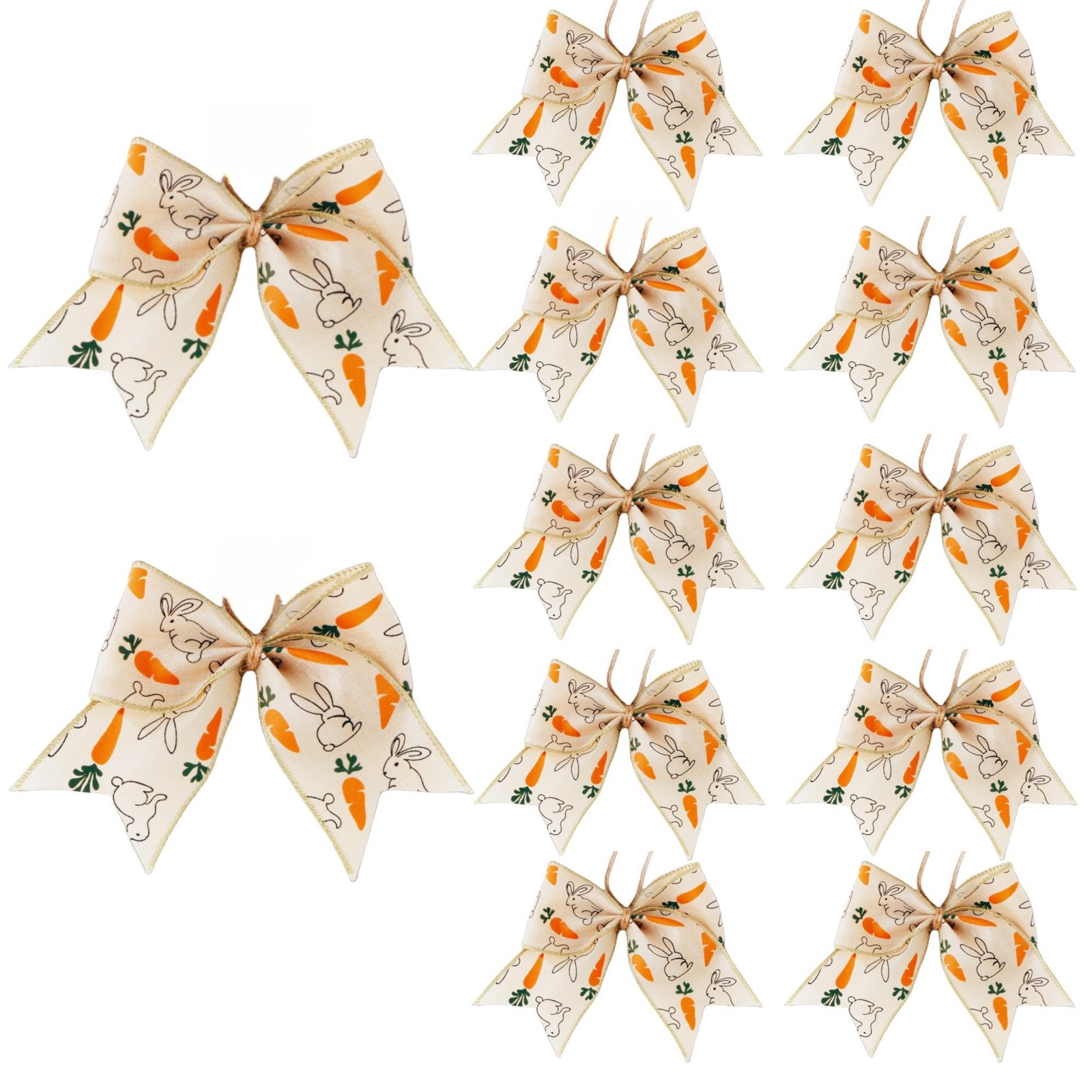 12 PCS 6 Inch Easter Bunny Carrot Pastel Bows Decorative Wreaths Tree Gift