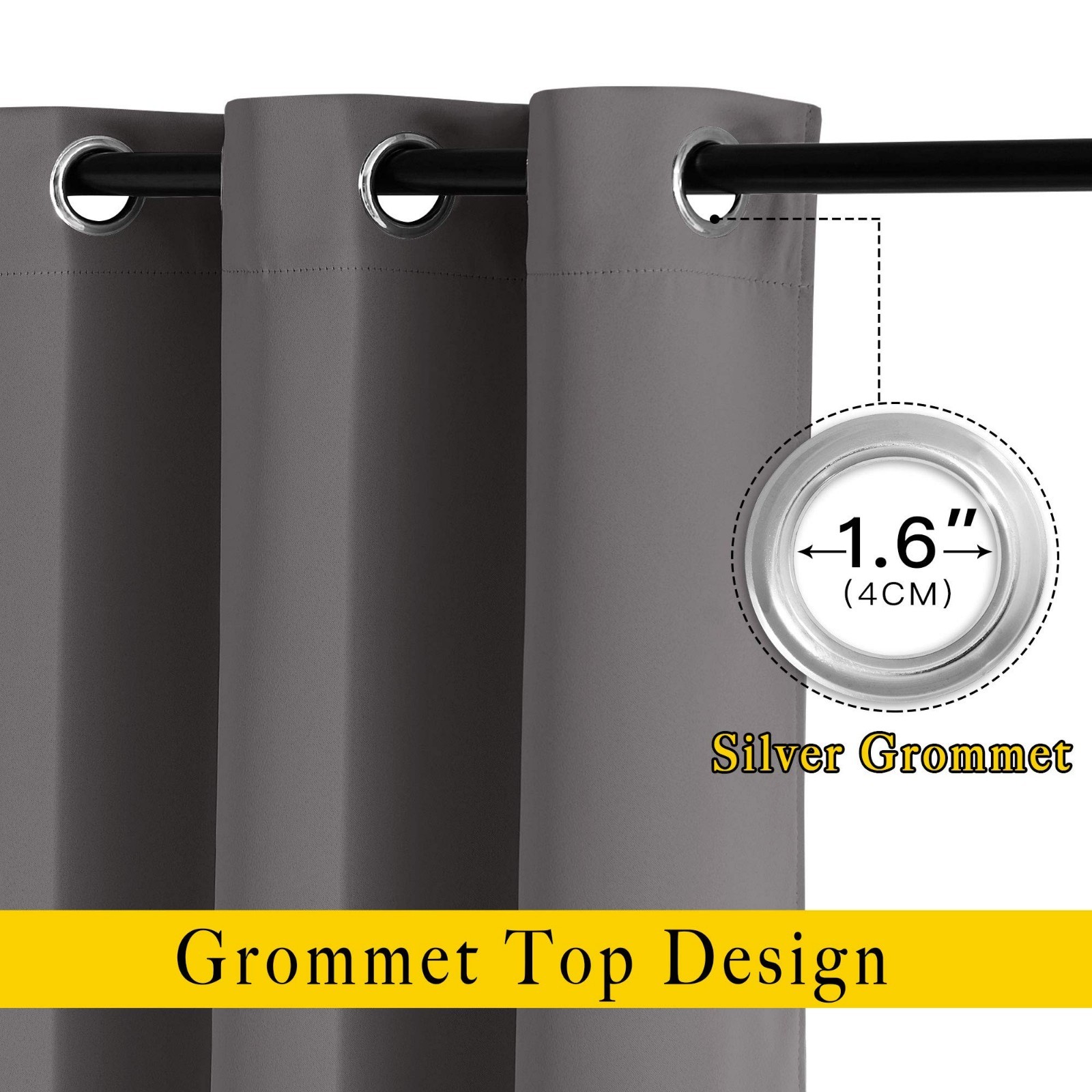 Blackout Thermal Curtains 72″ Grommet Noise Reducing Room Darkening Drapes – 2 P
