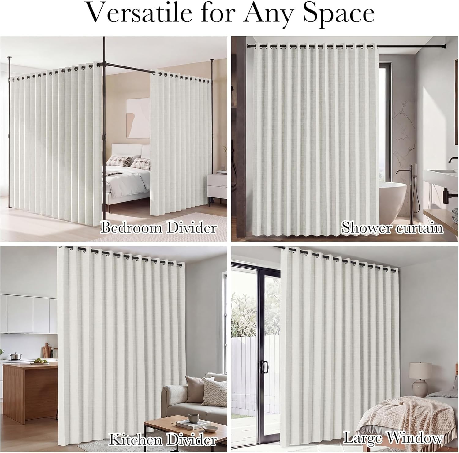 Modern Accordion Style Blackout Curtain, Beige, W100″ x L84″