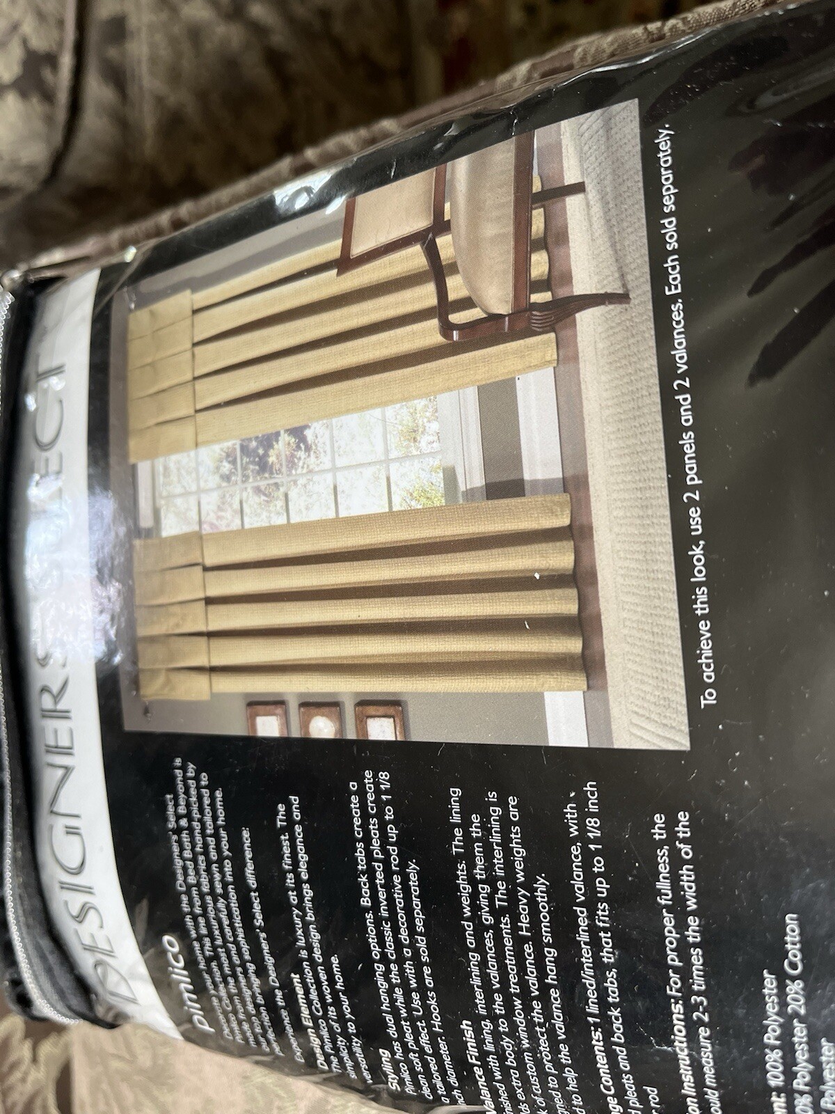 Designers’ Select Pimlico Inverted Pleat/Back Tab Window Valance in Sand