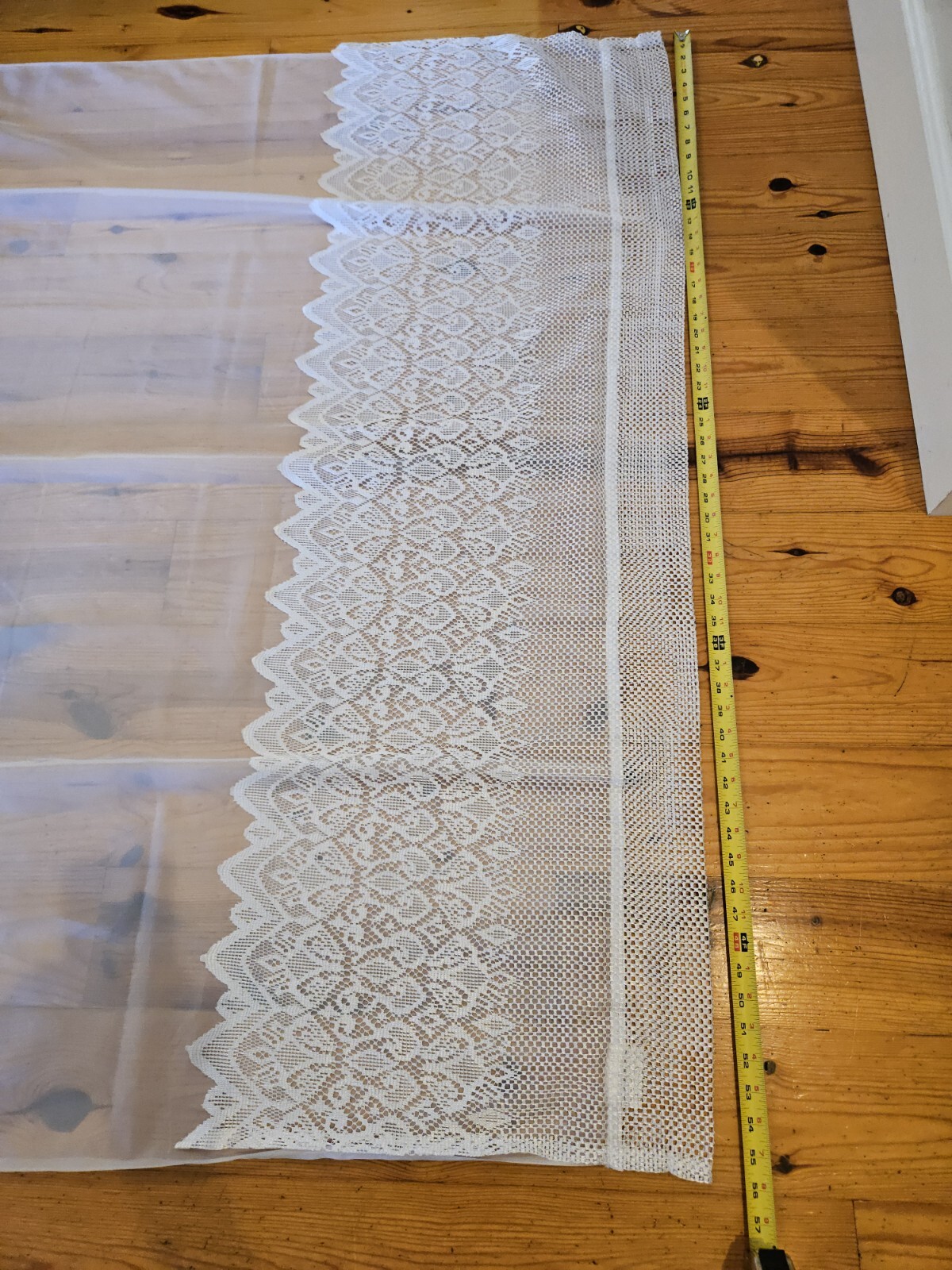 Victorian Sheers & Lace Curtain Panels 55×84 White 18″ Valance Set of 2 – LOVELY