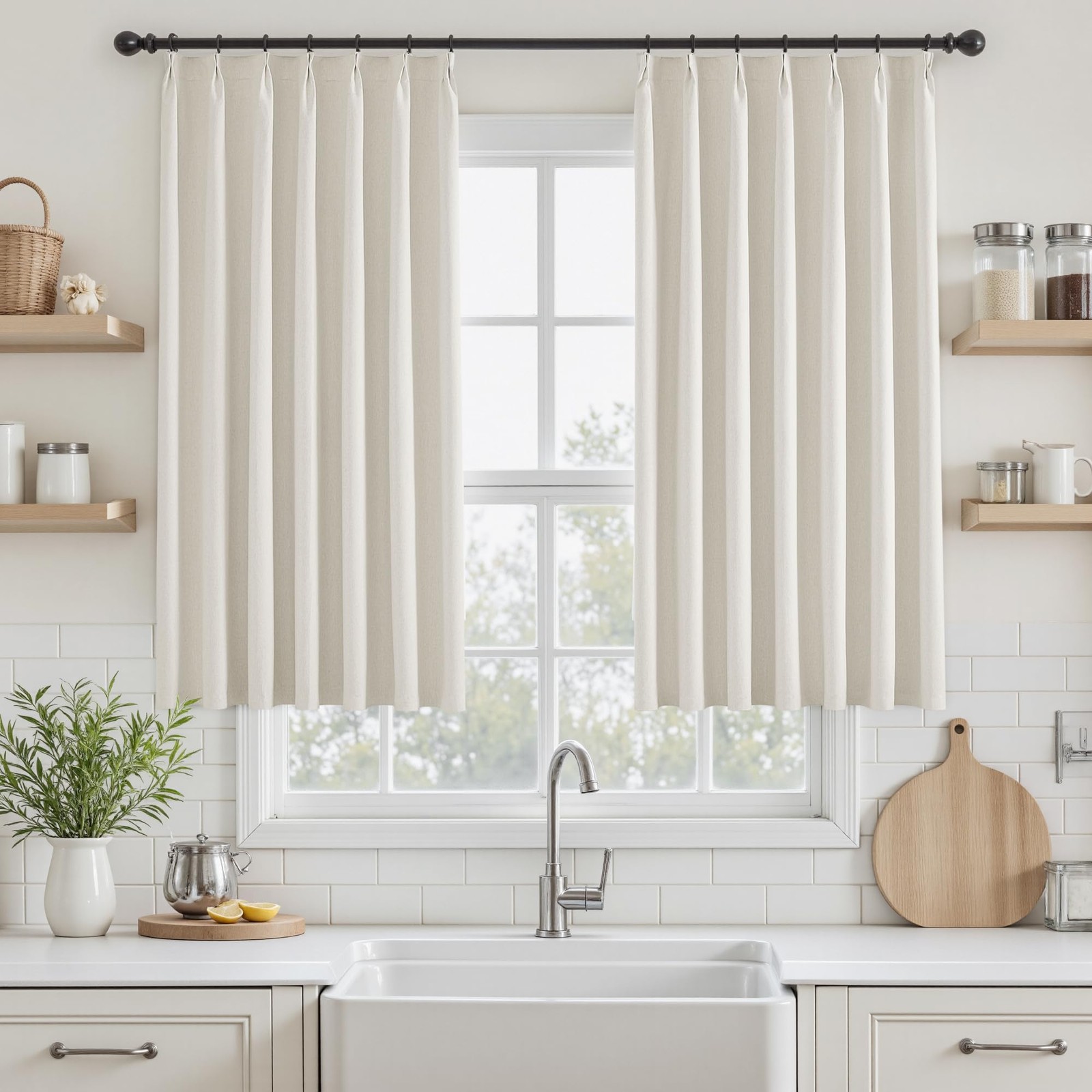 45 Inch Long Blackout Curtains Short Curtains for Kitchen Window Over Sink Pi…