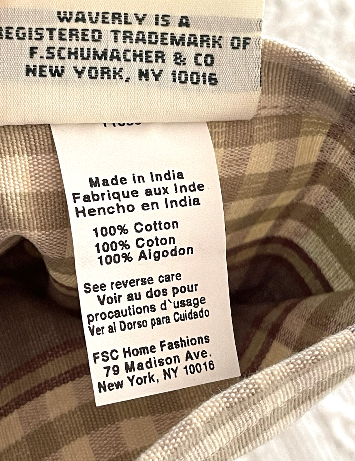 Waverly Country Valance Cream Green Plaid Rod Pocket 100% Cotton India 82″ x 17″