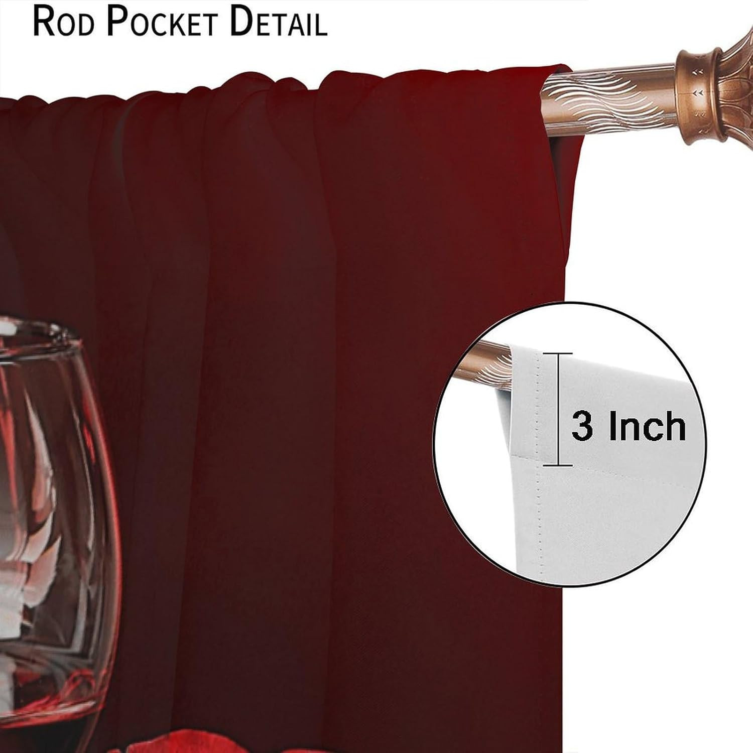 Red Wine Rose Curtains, Burgundy Rose Romantic Floral Flower Wine Girls Print fo