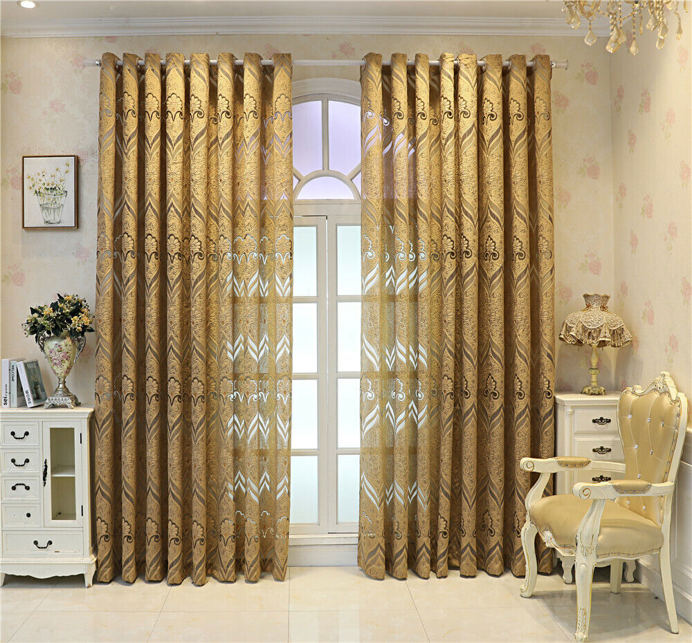 European Style Floral Embroidered Semi Sheer Voile Curtain for Bedroom 1 Panel