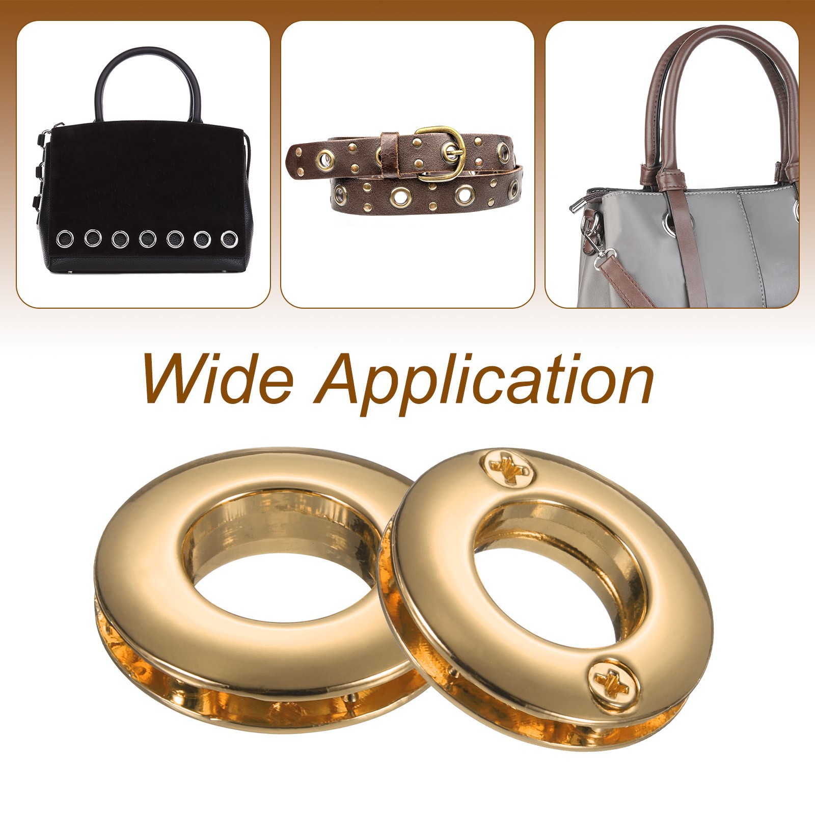 4 Piece Zinc Alloy Curtain Eyelets, 1/2″ (13.8mm), Gold