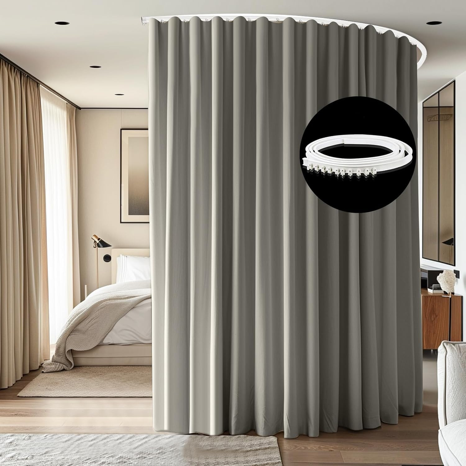 Room Divider Ceiling Mounted Curtains Track Sets Extra Wide Blackout Curtain Fle